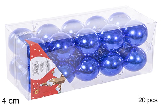 [112603] Pack 20 boules bleues brillantes 4 cm