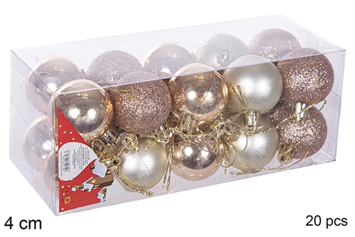 [112604] Pack 20 shiny/matte/glitter champagne bauble 4 cm