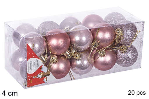 [112605] Pack 20 boules or rose brillantes/mates 4 cm