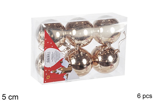 [112608] Pack 6 bolas champagne brillo 5 cm