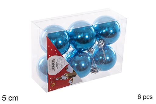 [112610] Pack 6 boules brillantes turquoises 5 cm