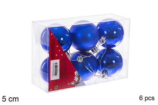 [112615] Pack 6 shiny/matte blue balls 5 cm