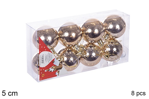 [112616] 8 boules champagne brillantes 5cm