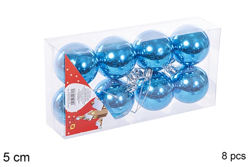 [112618] Pack 8 boules turquoise brillantes 5 cm