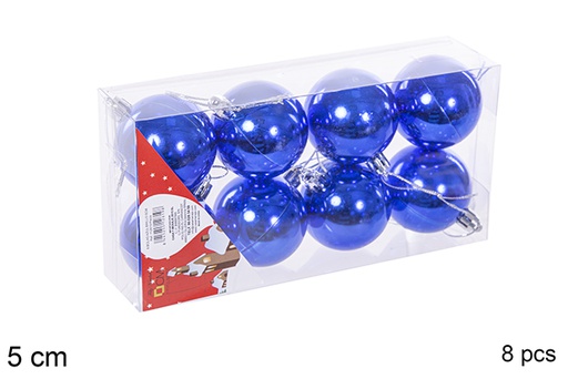 [112619] Pack 8 palline blu lucide 5 cm