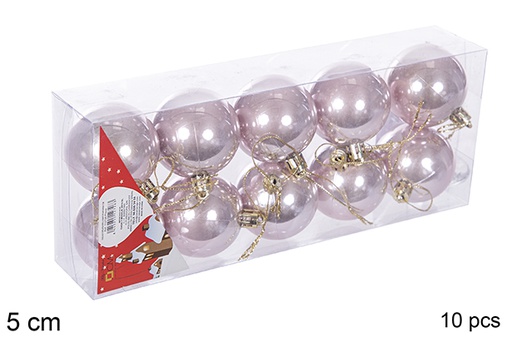 [112625] Pack 10 palline oro rosa lucide 5 cm