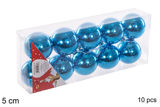 [112626] Pack 10 boules turquoise brillantes 5 cm