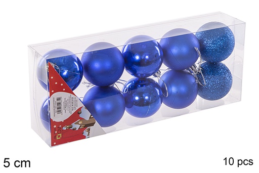 [112631] Pack 10 boules bleues brillantes/mates/à paillettes 5 cm