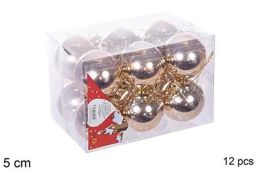 [112632] Pack 12 boules  champagne brillantes 5 cm