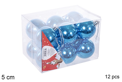 [112634] Pack 12 turquoise shiny bauble 5 cm