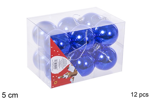 [112635] Pack 12 boules bleues brillantes 5 cm