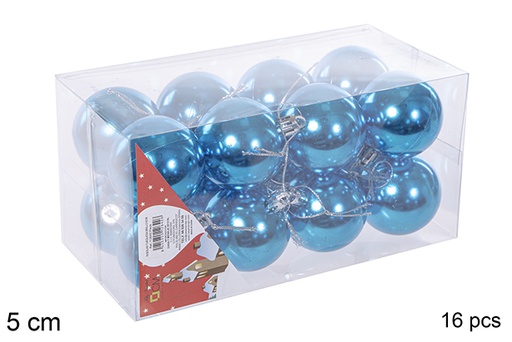 [112642] 16 shiny turquoise balls 5cm