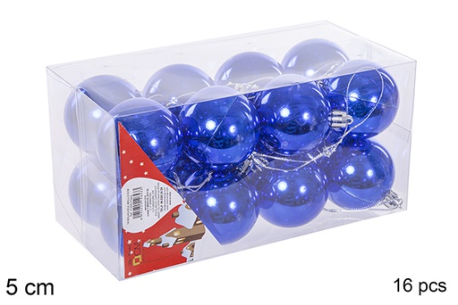 [112643] Pack 16 boules bleues brillantes 5 cm