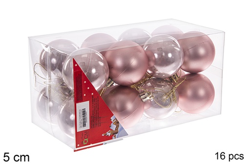 [112645] Pack 16 bolas ouro rosa brilhantes/foscas 5 cm