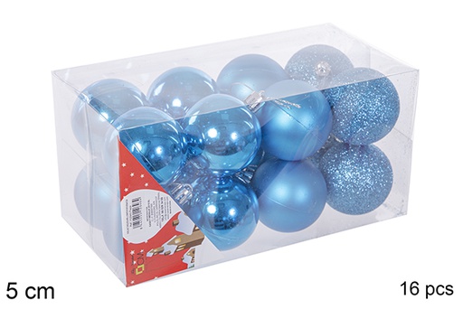 [112646] Pack 16 shiny/matte turquoise balls 5 cm