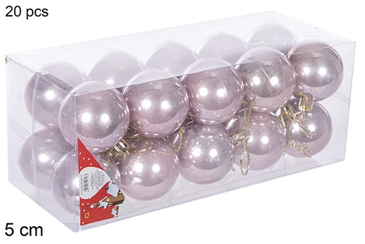 [112657] Pack 20 bolas ouro rosa brilhantes 5 cm