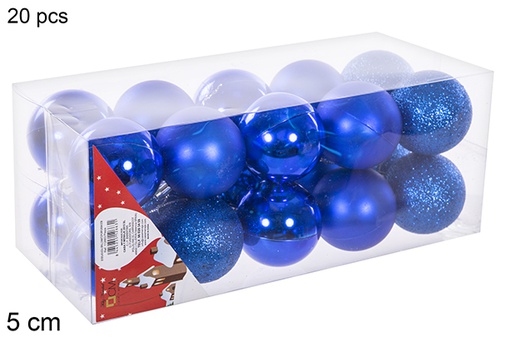 [112663] Pack 20 shiny/matte/glitter blue bauble 5 cm