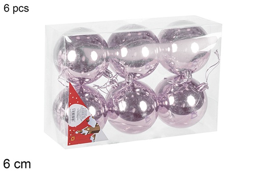 [112665] Pack 6 bolas ouro rosa brilhantes 6 cm