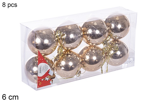 [112672] Pack 8 bolas champagne brillo 6 cm