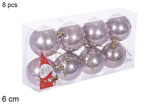 [112673] 8 boules or rose brillantes 6cm