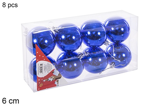 [112675] Pack 8 blue shiny bauble 6 cm