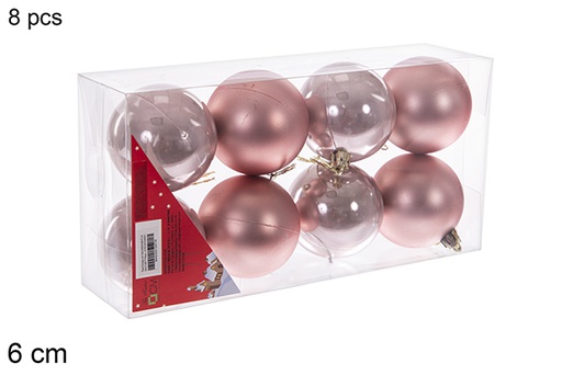 [112677] Pack 8 bolas ouro rosa brilhantes/foscas 6 cm