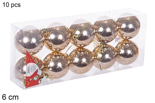 [112680] Pack 10 bolas champagne brillo 6 cm