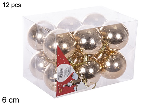 [112688] 12 boules  champagne brillantes 6cm