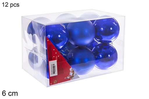 [112695] Pack 12 palline blu lucide/opache 6 cm