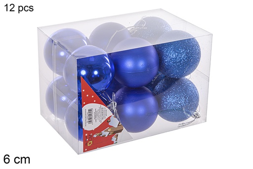 [112695] Pack 12 shiny/matte blue bauble 6 cm