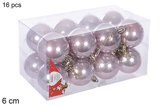 [112697] Pack 16 bolas oro rosa brillo 6 cm