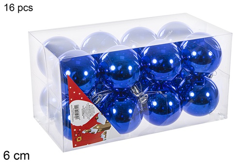 [112699] 16 boules bleues brillantes 6cm