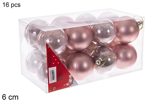 [112701] Pack 16 shiny/matte rose gold balls 6 cm