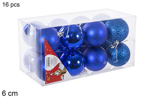 [112703] Pack 16 bolas azuis brilhantes/foscas 6 cm