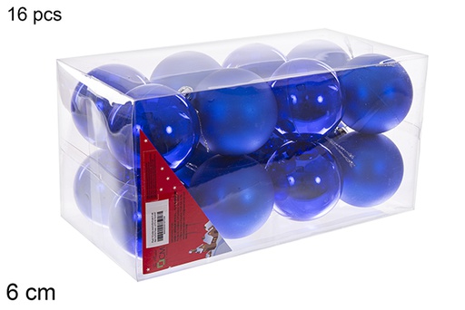 [112703] Pack 16 shiny/matte blue balls 6 cm