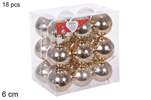 [112704] Pack 18 bolas champagne brillo 6 cm