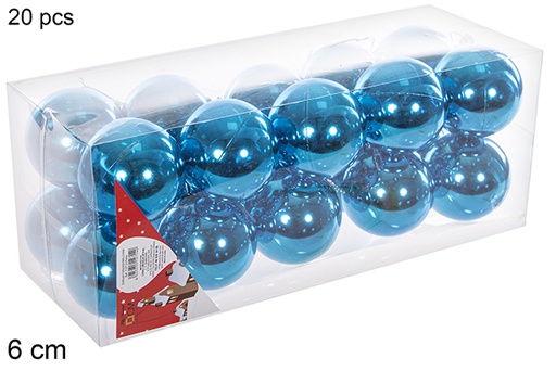 [112714] Pack 20 boules turquoise brillantes 6 cm