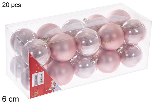 [112717] Pack 20 boules or rose brillantes/mates 6 cm 