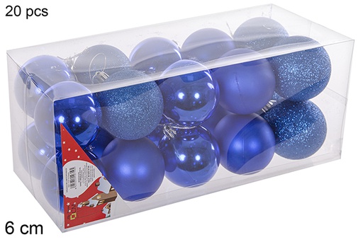 [112719] Pack 20 palline blu lucide/opache/glitterati 6 cm