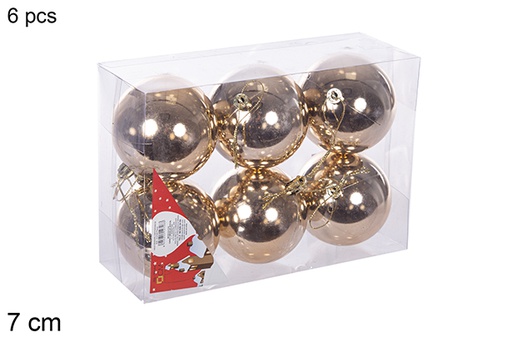 [112720] 6 boules champagne brillantes 7cm