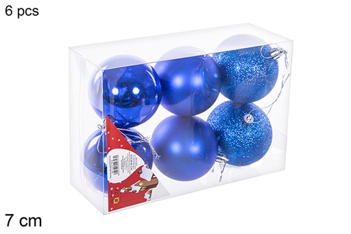 [112727] Pack 6 palline blu lucide/opache/glitterate 7 cm