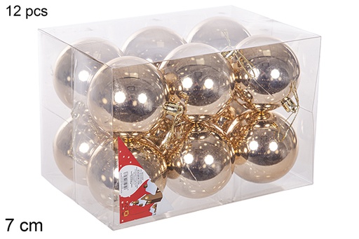 [112744] Pack 12 bolas champagne brillo 7 cm