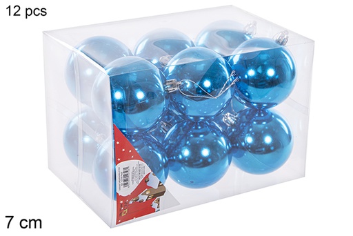 [112746] Pack 12 palline turchesi lucide 7 cm