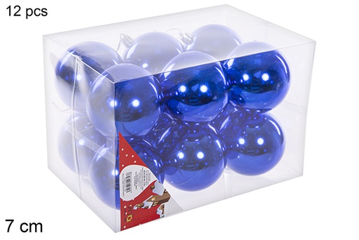 [112747] Pack 12 palline blu lucide 7 cm