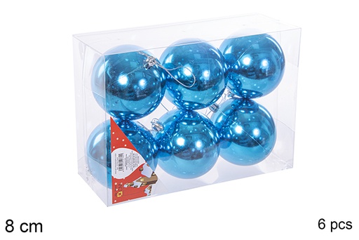 [112762] Pack 6 bolas turquesas brilhantes 8 cm