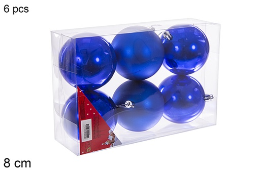 [112767] Pack 6 palline blu lucide/opache 8 cm