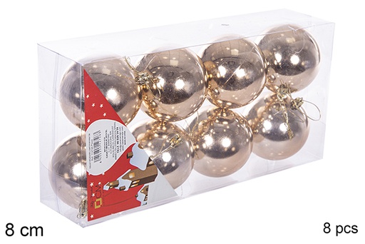 [112768] 8 champagne shiny bauble 8cm