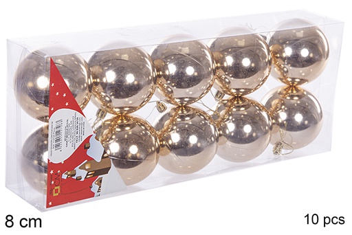 [112776] Pack 10 bolas champagne brillo 8 cm