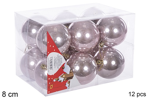 [112785] 12 boules or rose brillantes 8cm