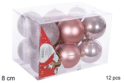 [112789] Pack 12 bolas ouro rosa brilhantes/foscas 8 cm